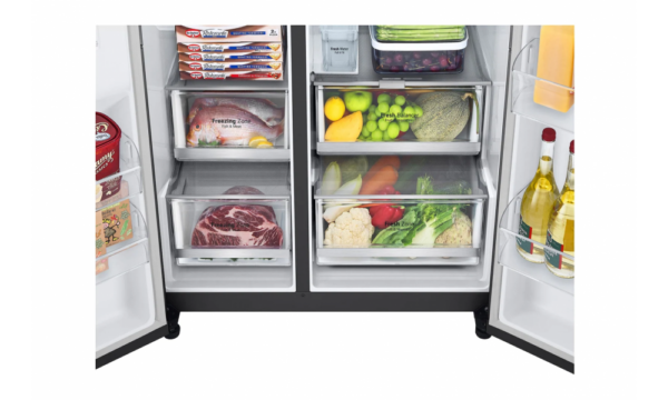 LG Side-by-Side Net 635(L) with UVnano® Water Dispenser in Matte Black Finish Fridge - Image 5