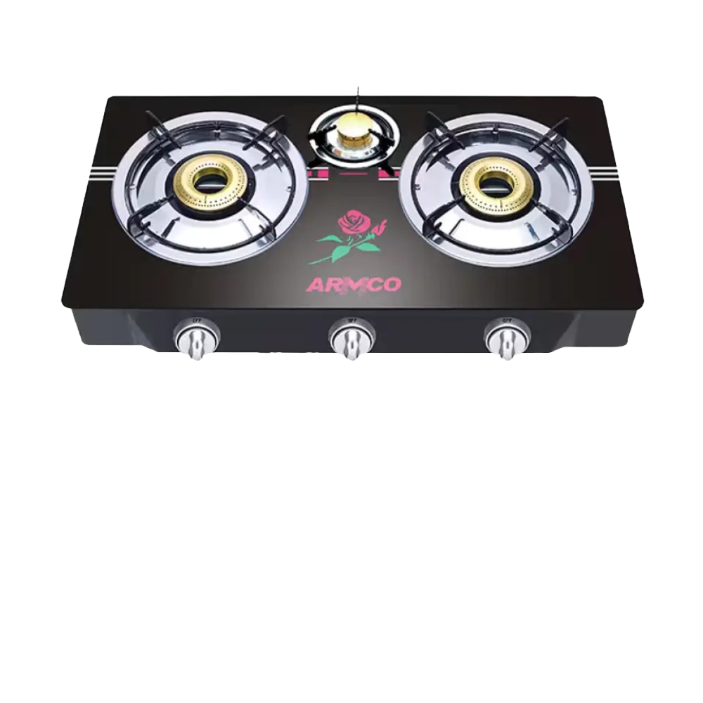 ARMCO 3 BURNER TEMPERED GLASS COOKER GC-8370GX